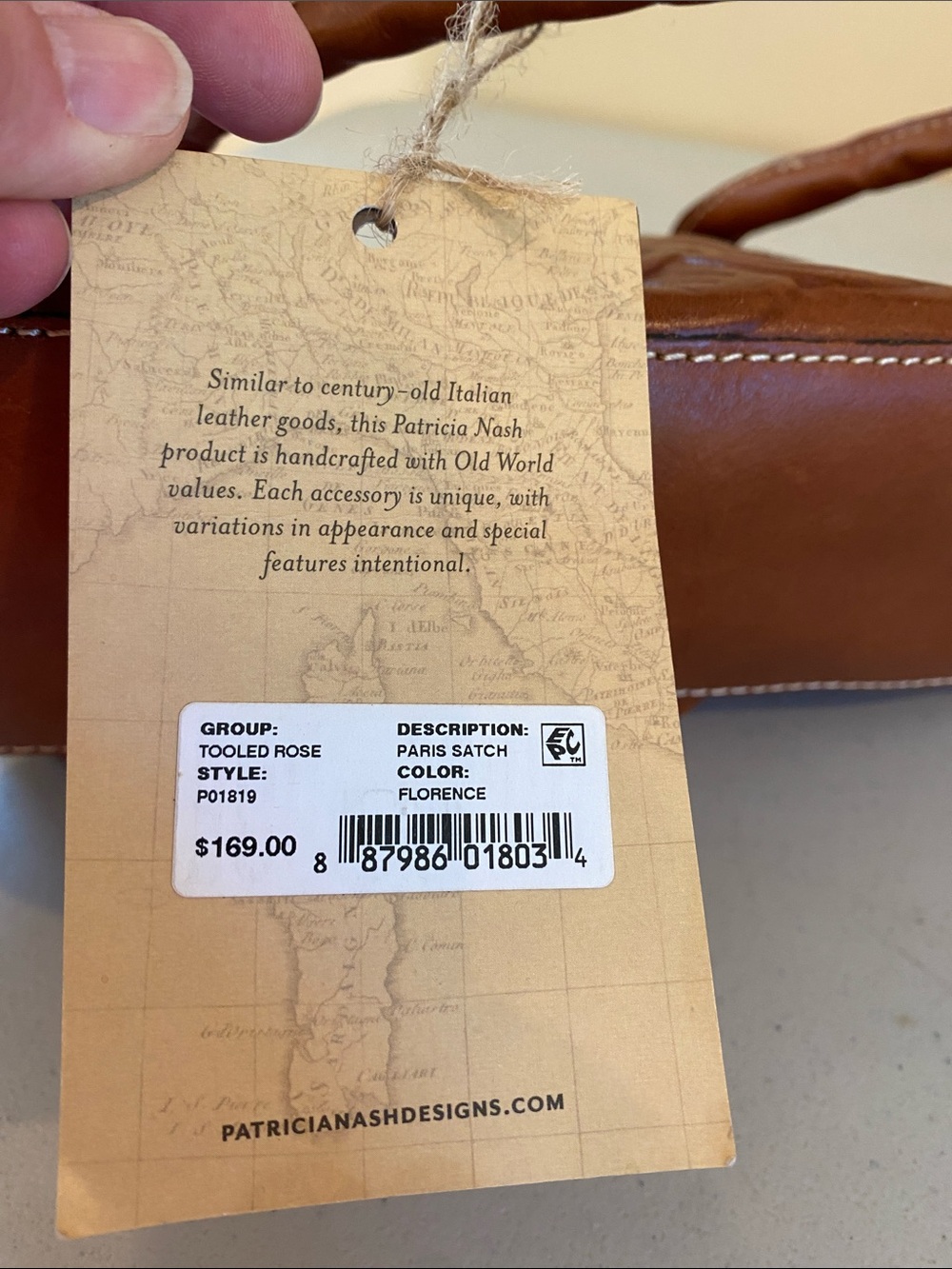 Patricia Nash Brown Tooled Floral Paris Satchel - Picture 11 of 11